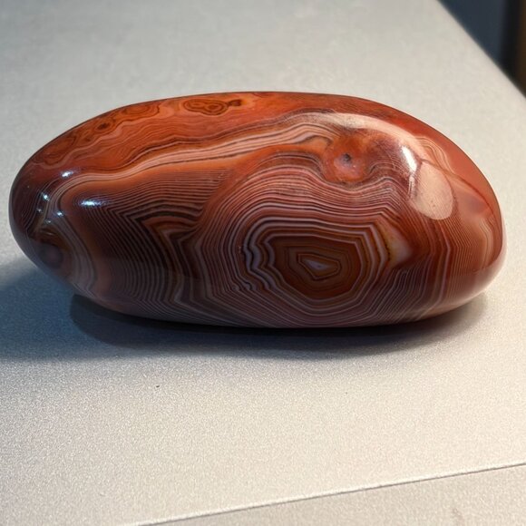 Large Polished Banded Agate Specimen 3.5” — Red Lace Agate Display Stone - Picture 2 of 6
